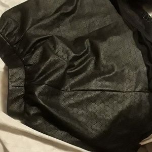 Bbw faux leather skirt with under slip